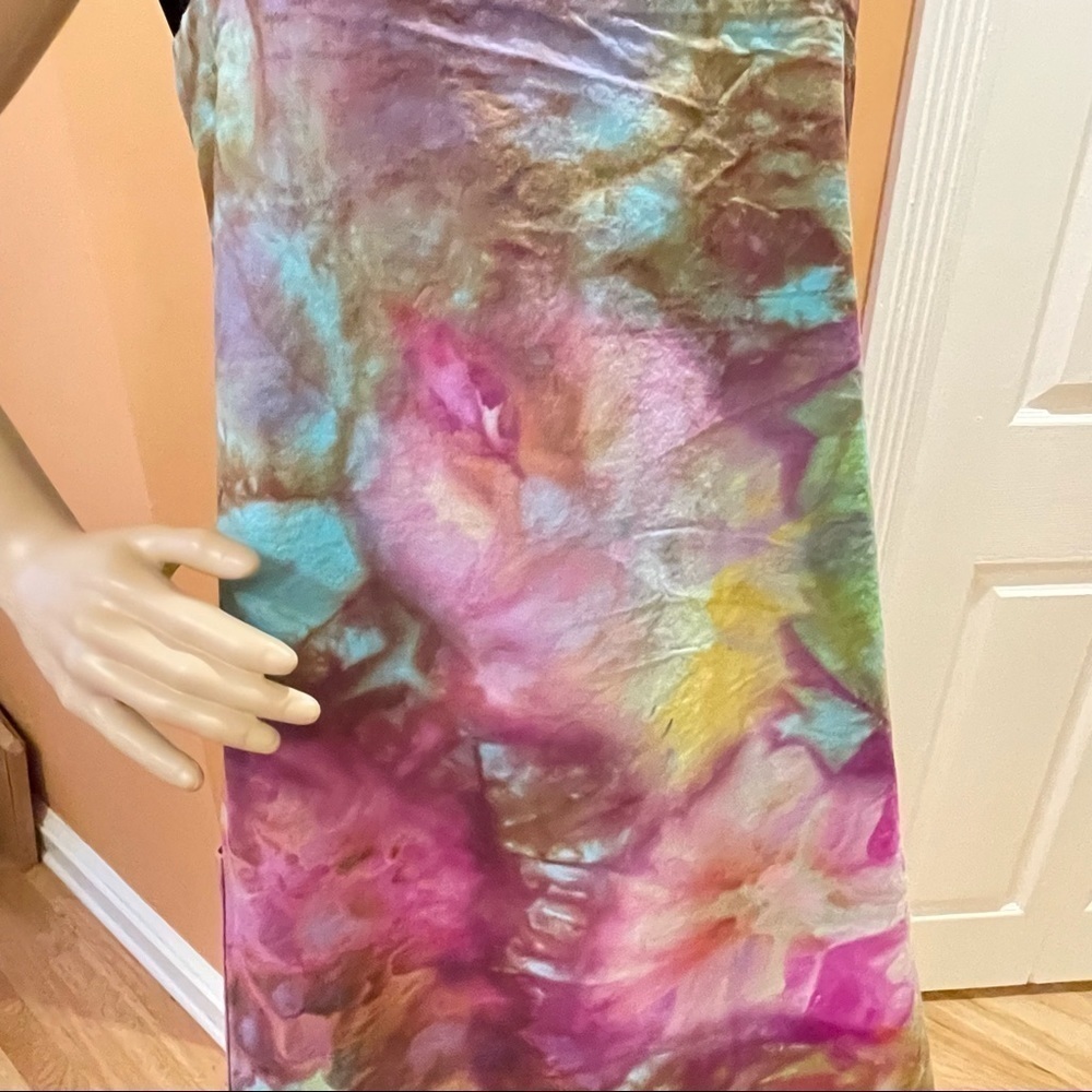 Tie Dye large Japanese wrap around apron matching toque chef's hat rainbow - Picture 3 of 6